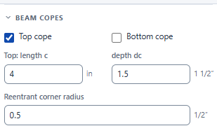 Beam copes with a top cope