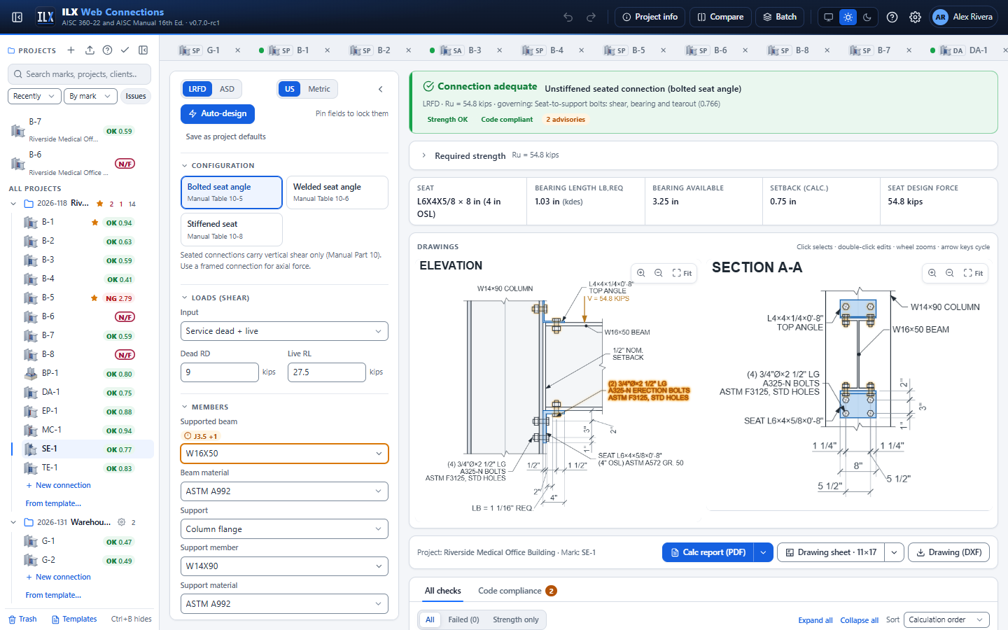 Seated editor: inputs, status, drawings