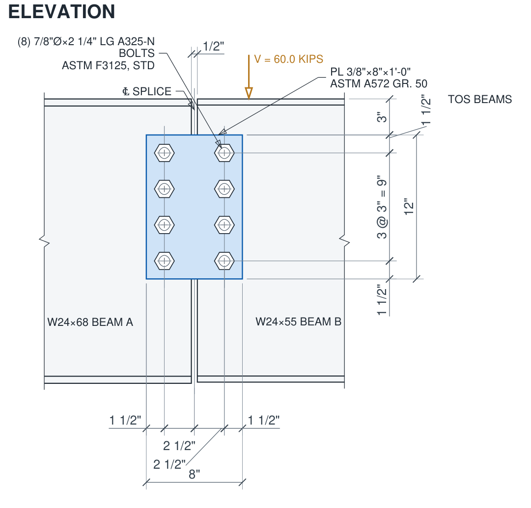Beam shear splice drawing