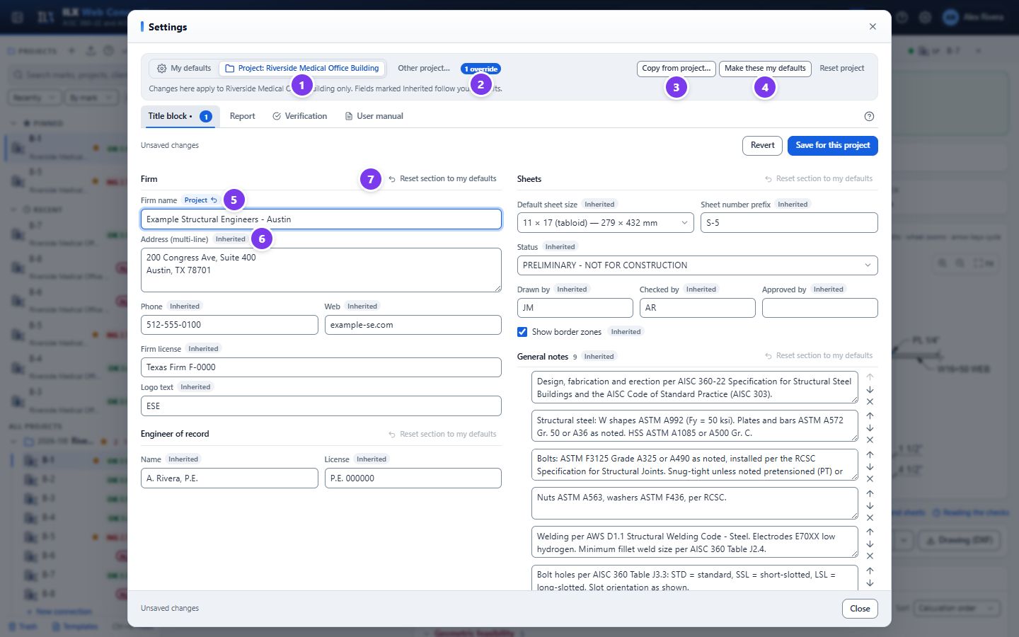 Settings in project scope